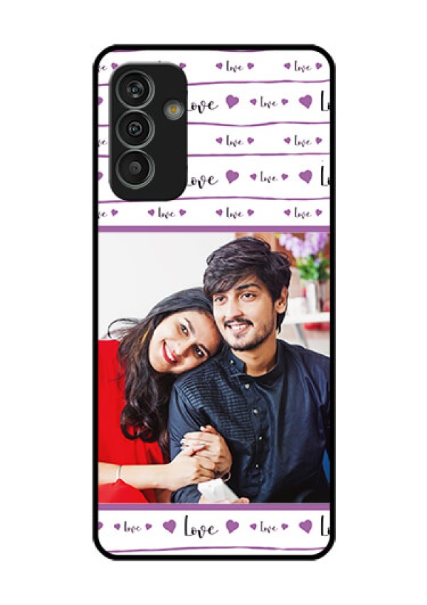 Galaxy M13 4G Custom Glass Mobile Case - Couples Heart Design