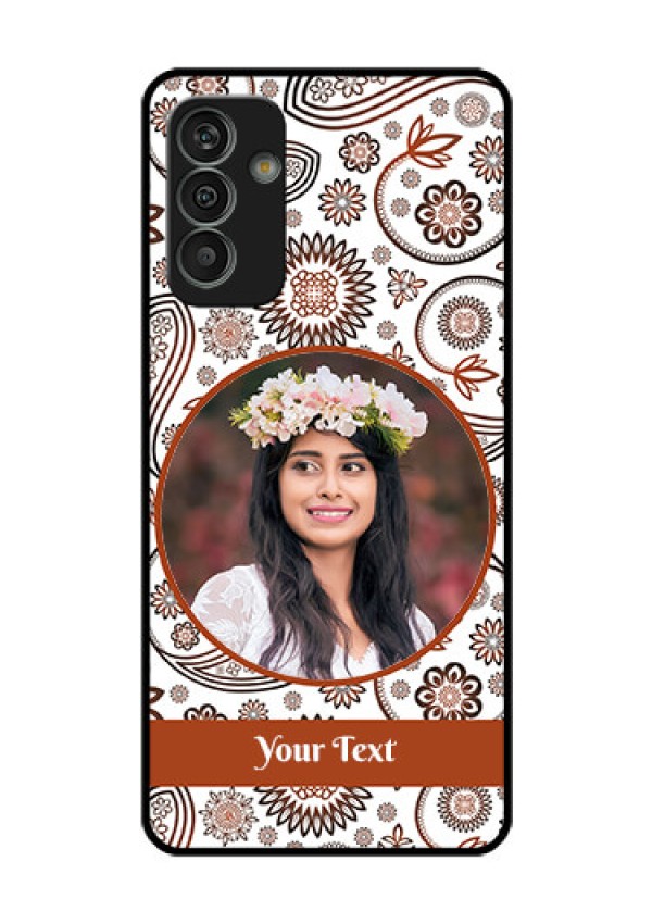 Galaxy M13 4G Custom Glass Mobile Case - Abstract Flower Design