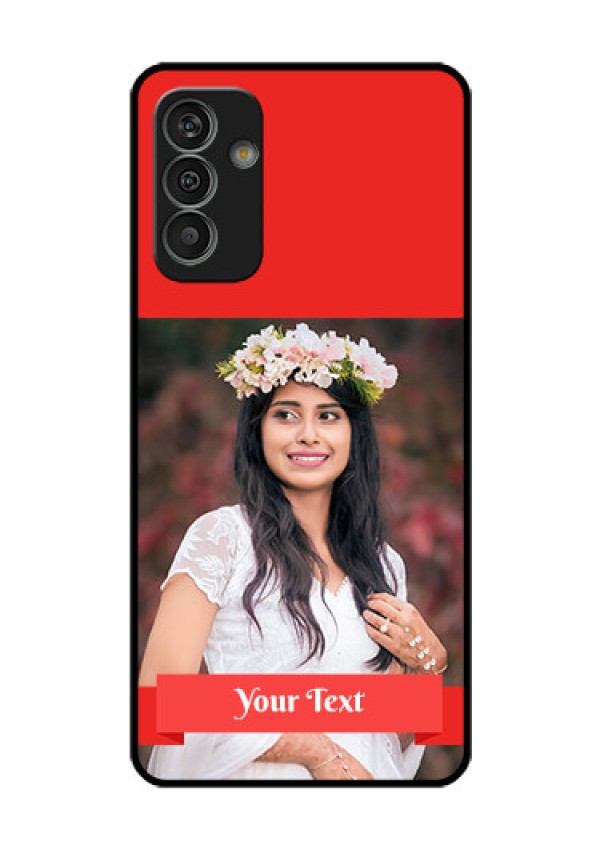 Galaxy M13 4G Custom Glass Phone Case - Simple Red Color Design
