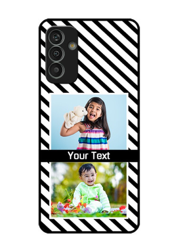 Galaxy M13 4G Photo Printing on Glass Case - Black And White Stripes Design