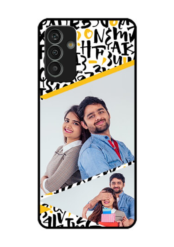 Galaxy M13 4G Custom Glass Mobile Case - Letters Pattern Design