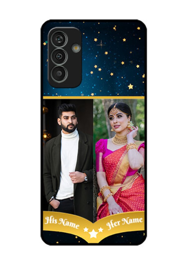 Galaxy M13 4G Custom Glass Phone Case - Galaxy Stars Backdrop Design