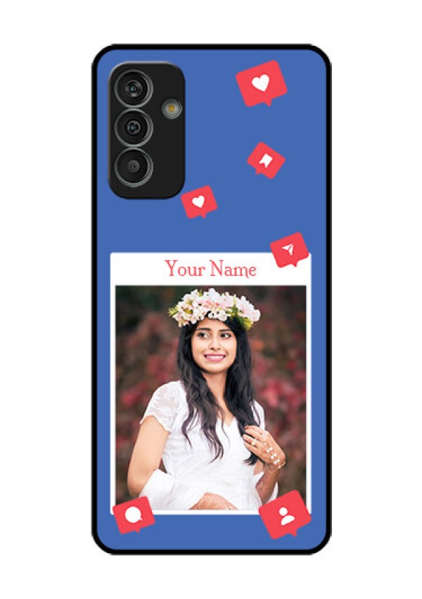 Galaxy M13 4G Custom Glass Phone Case - Like Share And Comment Design