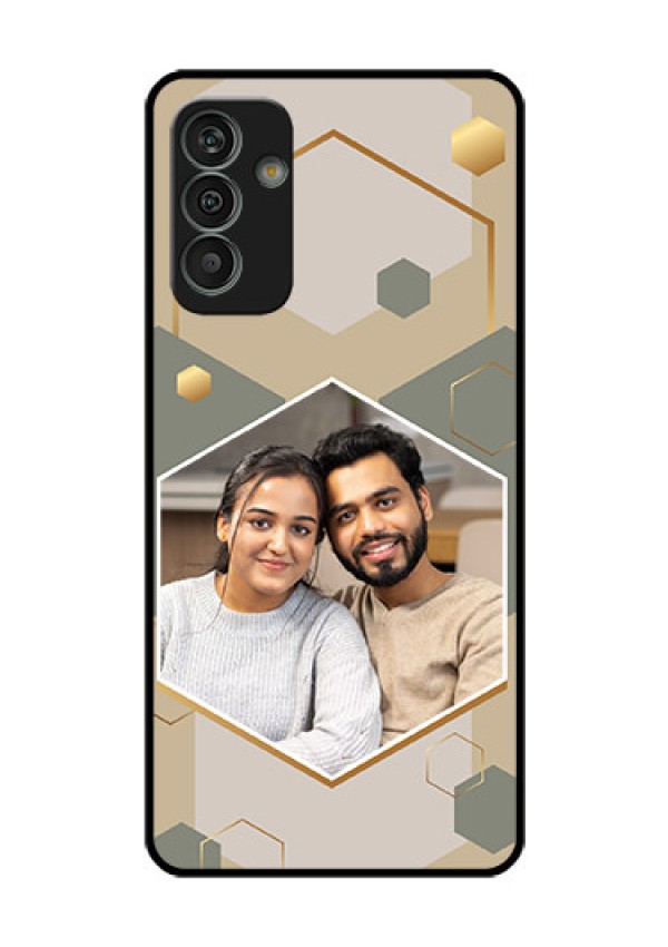 Galaxy M13 4G Photo Printing on Glass Case - Stylish Hexagon Pattern Design