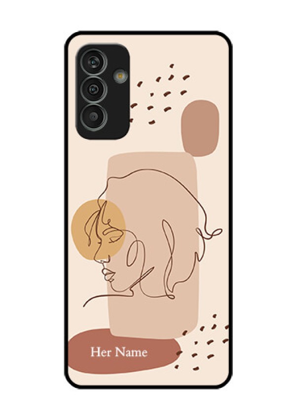 Galaxy M13 4G Photo Printing on Glass Case - Calm Woman line art Design