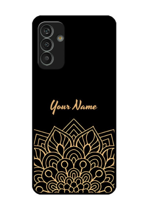 Galaxy M13 4G Custom Glass Phone Case - Golden mandala Design