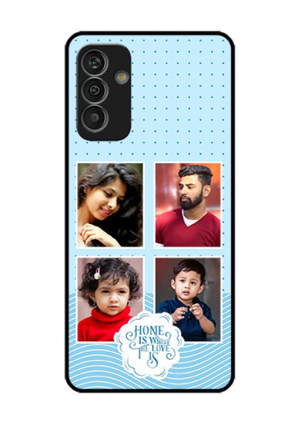 Galaxy M13 4G Custom Glass Phone Case - Cute love quote with 4 pic upload Design