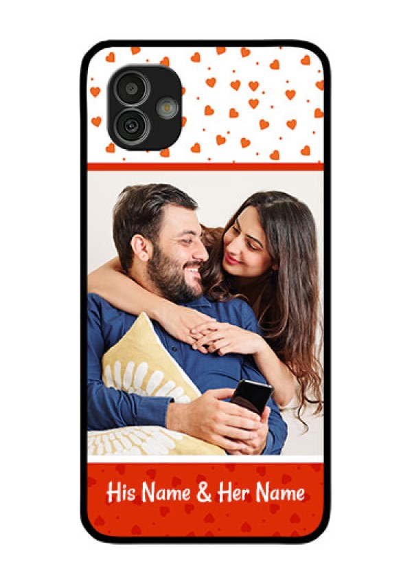 Samsung Galaxy M13 5G Custom Glass Phone Case - Orange Love Symbol Design