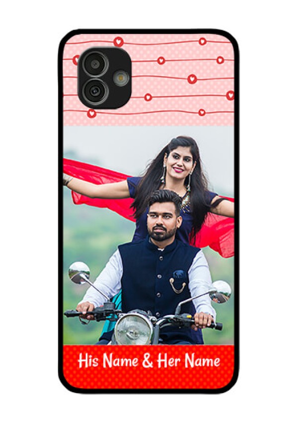 Samsung Galaxy M13 5G Personalized Glass Phone Case - Red Pattern Case Design