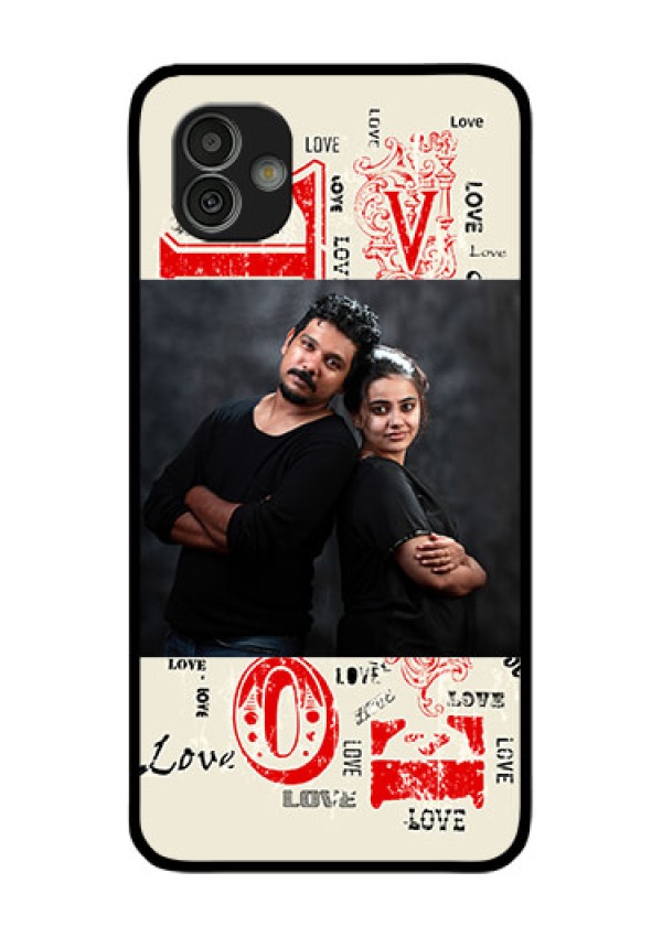 Samsung Galaxy M13 5G Photo Printing on Glass Case - Trendy Love Design Case