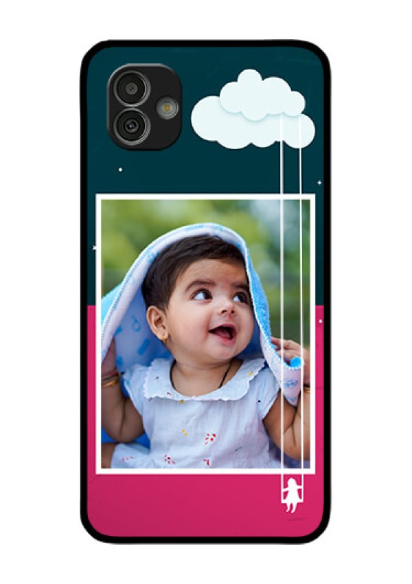 Samsung Galaxy M13 5G Custom Glass Phone Case - Cute Girl with Cloud Design