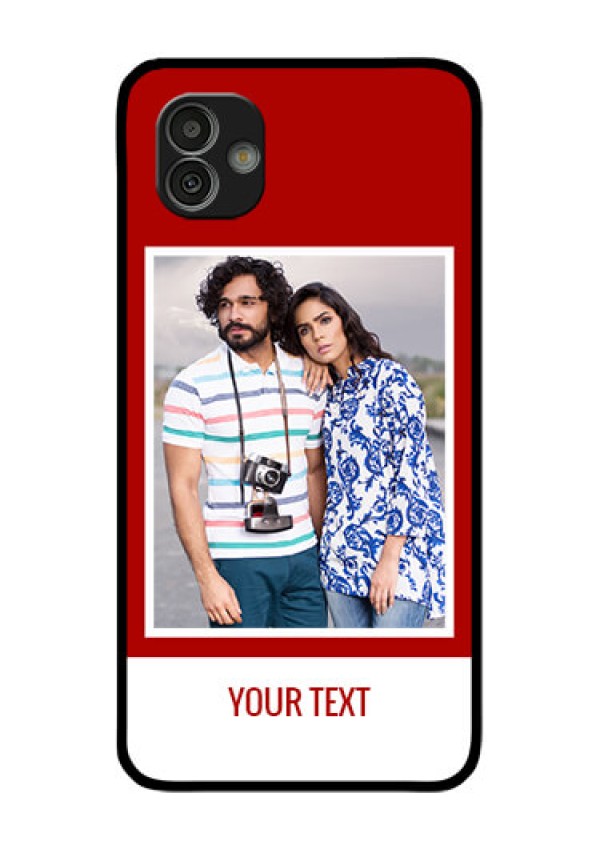 Samsung Galaxy M13 5G Personalized Glass Phone Case - Simple Red Color Design
