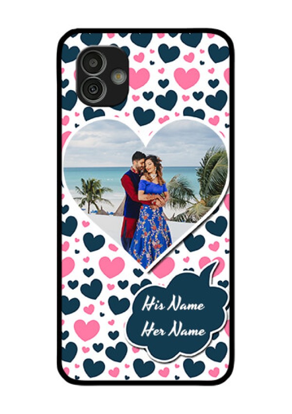 Samsung Galaxy M13 5G Custom Glass Phone Case - Pink & Blue Heart Design