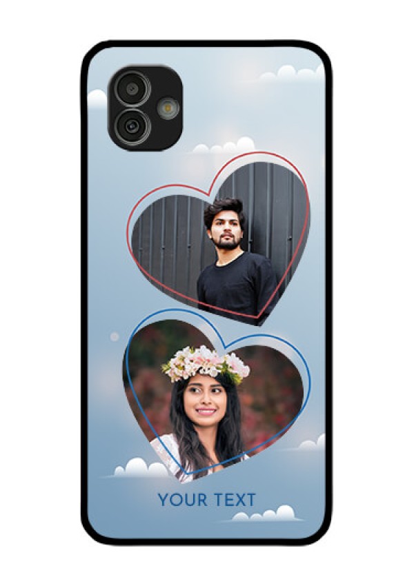Samsung Galaxy M13 5G Custom Glass Mobile Case - Blue Color Couple Design