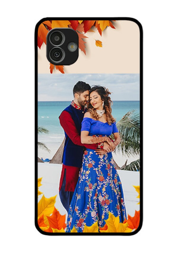 Samsung Galaxy M13 5G Photo Printing on Glass Case - Autumn Maple Leaves Design