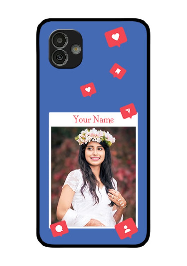Galaxy M13 5G Custom Glass Phone Case - Like Share And Comment Design