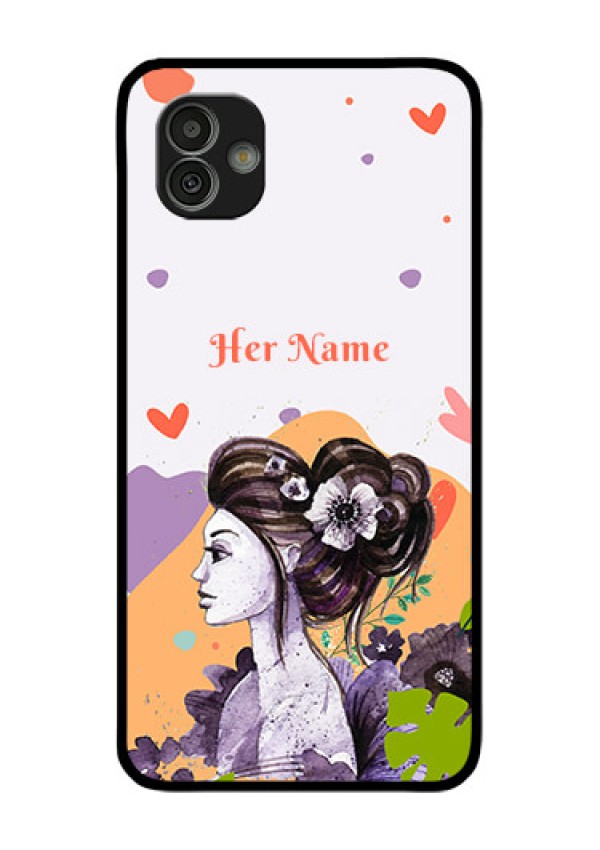Galaxy M13 5G Personalized Glass Phone Case - Woman And Nature Design