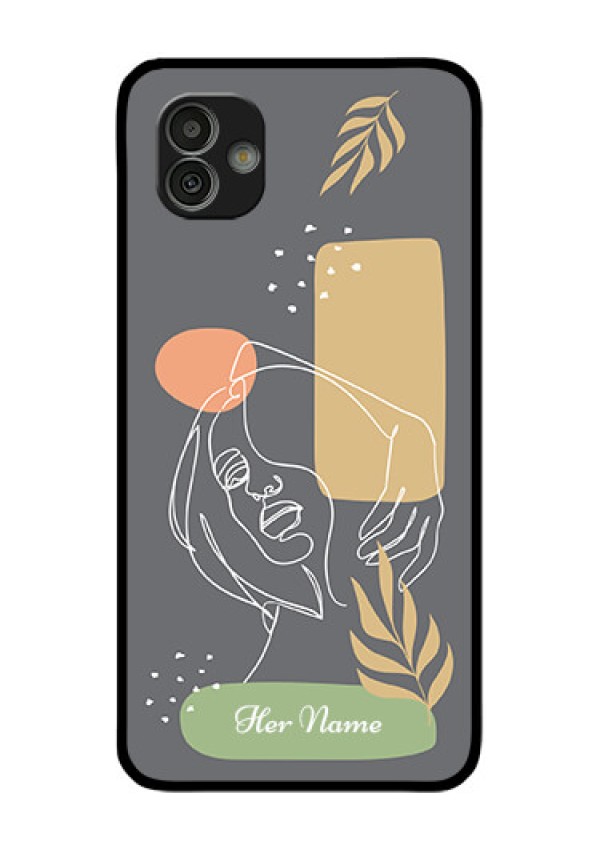 Galaxy M13 5G Custom Glass Phone Case - Gazing Woman line art Design