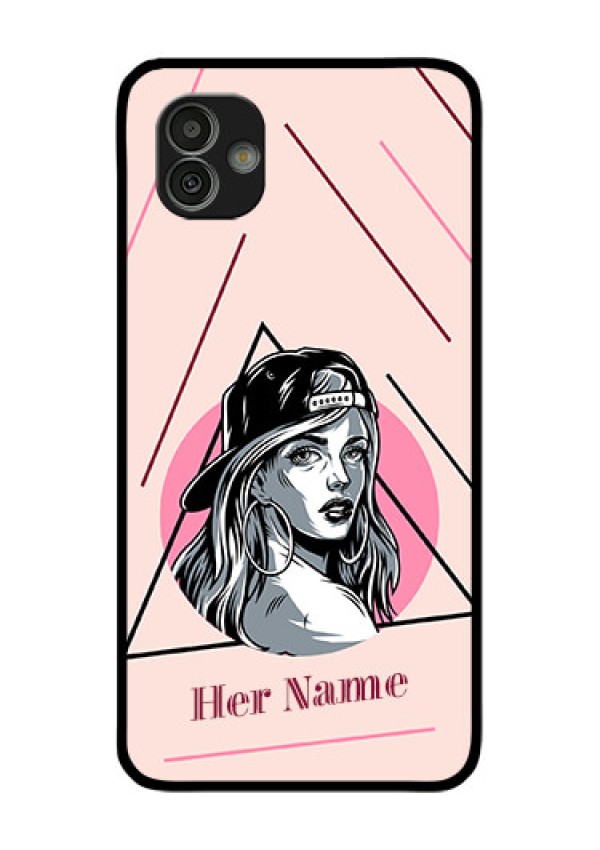 Galaxy M13 5G Personalized Glass Phone Case - Rockstar Girl Design