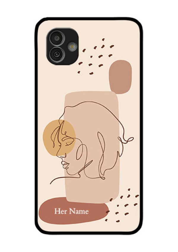 Galaxy M13 5G Photo Printing on Glass Case - Calm Woman line art Design
