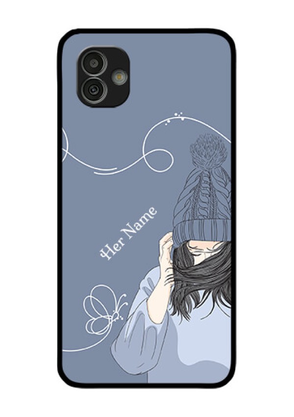 Galaxy M13 5G Custom Glass Mobile Case - Girl in winter outfit Design