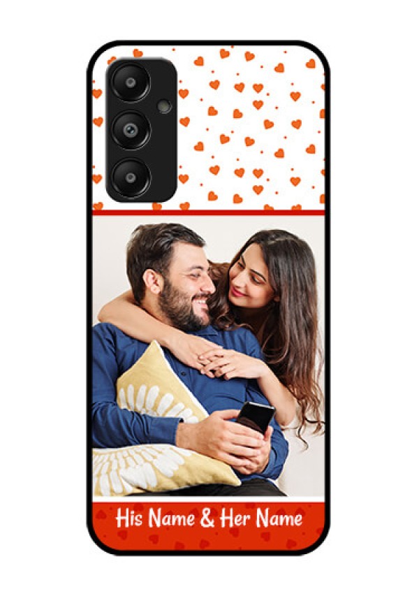 Galaxy M14 4G Custom Glass Phone Case - Orange Love Symbol Design