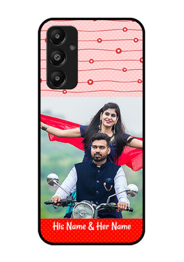 Galaxy M14 4G Custom Glass Phone Case - Red Pattern Case Design