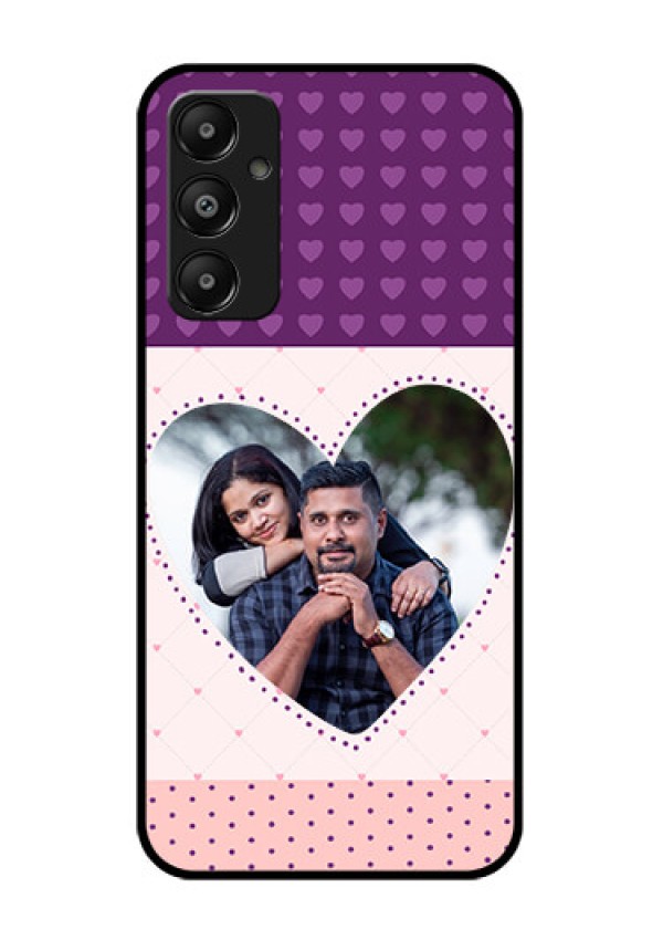 Galaxy M14 4G Custom Glass Phone Case - Violet Love Dots Design