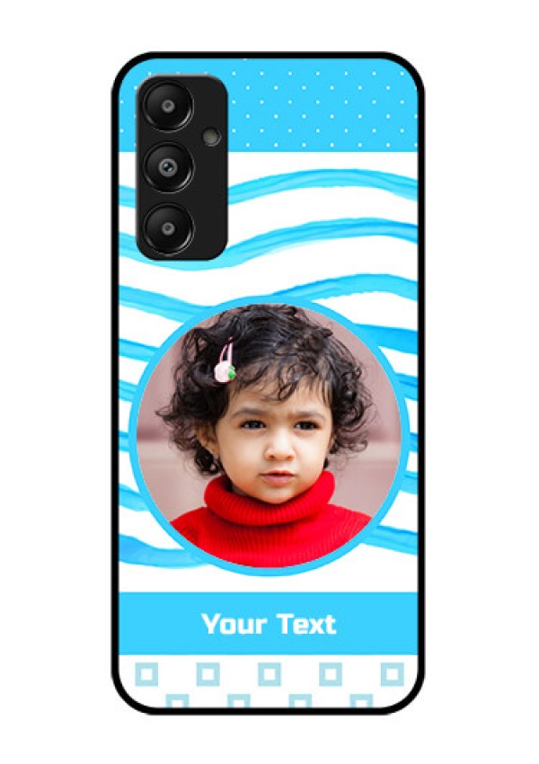 Galaxy M14 4G Custom Glass Phone Case - Simple Blue Case Design