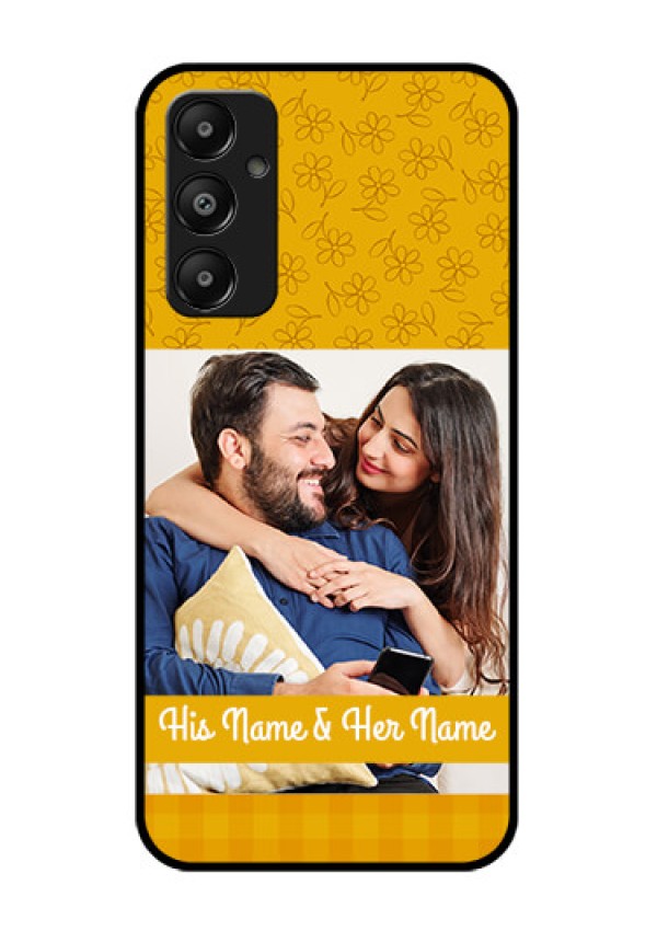 Galaxy M14 4G Custom Glass Phone Case - Yellow Floral Design