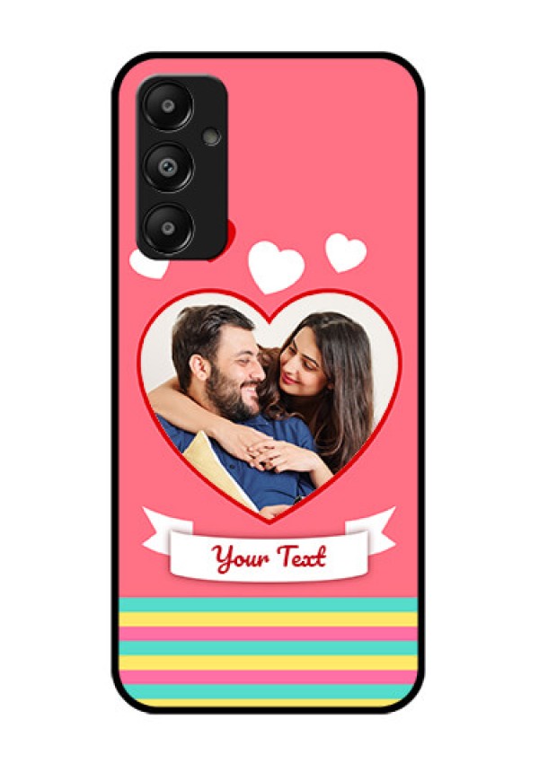 Galaxy M14 4G Custom Glass Phone Case - Love Shapes Doodle Design