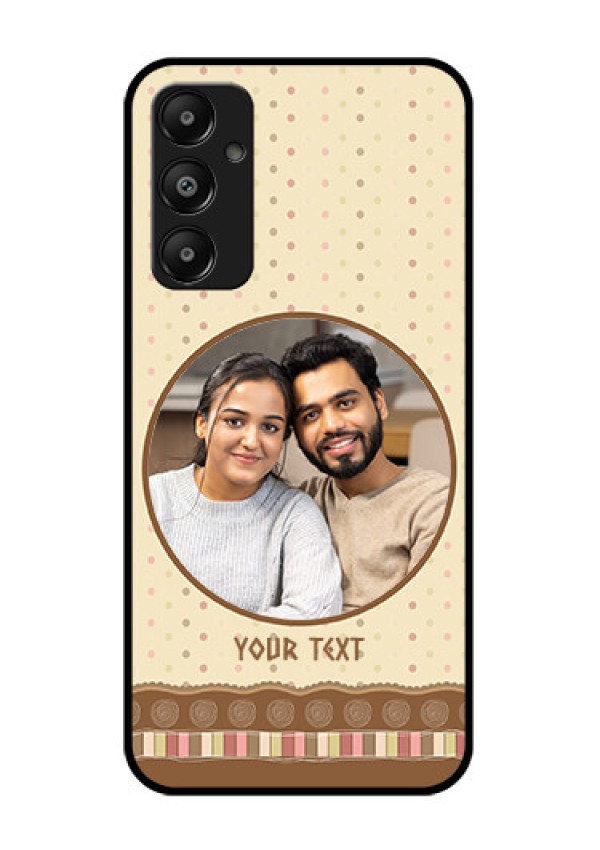 Galaxy M14 4G Custom Glass Phone Case - Brown Dotted Mobile Case Design