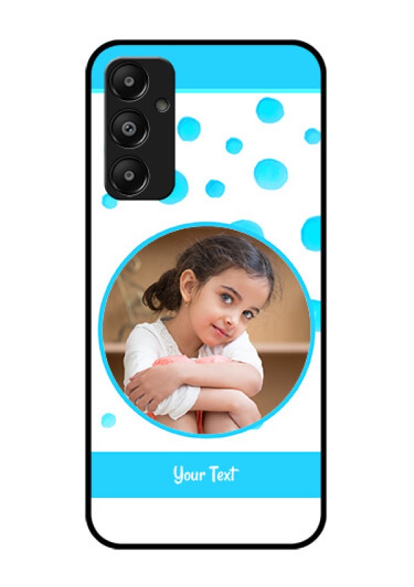 Galaxy M14 4G Custom Glass Phone Case - Blue Bubbles Pattern Design