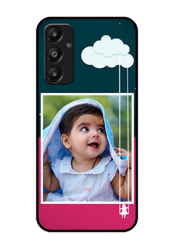 Galaxy M14 4G Custom Glass Phone Case - Cute Girl With Cloud Design