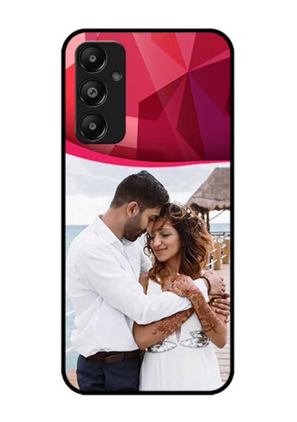 Galaxy M14 4G Custom Glass Phone Case - Red Abstract Design