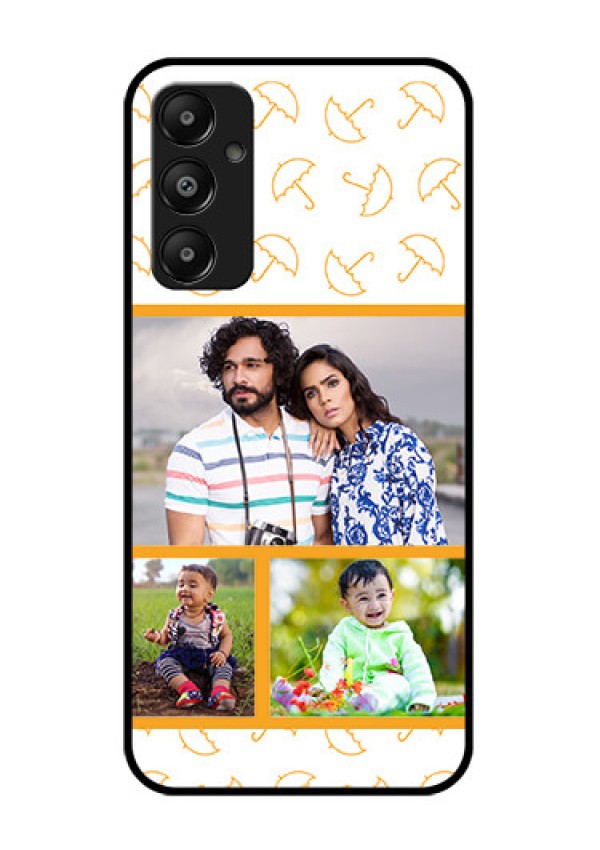Galaxy M14 4G Custom Glass Phone Case - Yellow Pattern Design