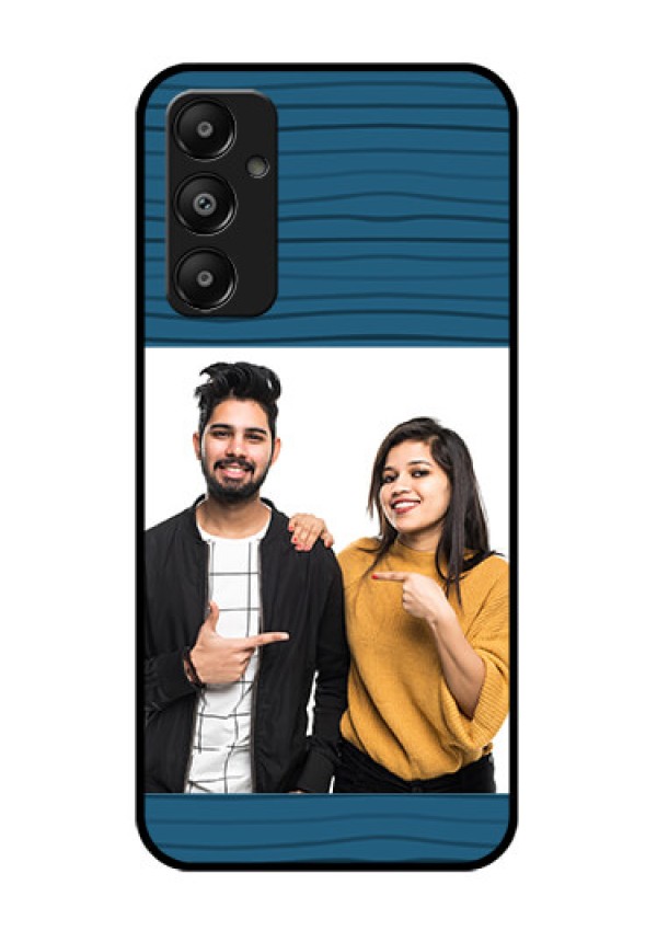 Galaxy M14 4G Custom Glass Phone Case - Blue Pattern Cover Design
