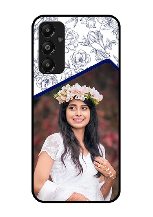 Galaxy M14 4G Custom Glass Phone Case - Classy Floral Design