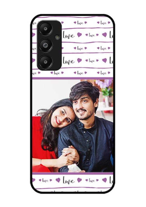 Galaxy M14 4G Custom Glass Phone Case - Couples Heart Design