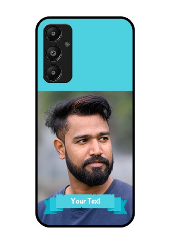 Galaxy M14 4G Custom Glass Phone Case - Blue Color Design