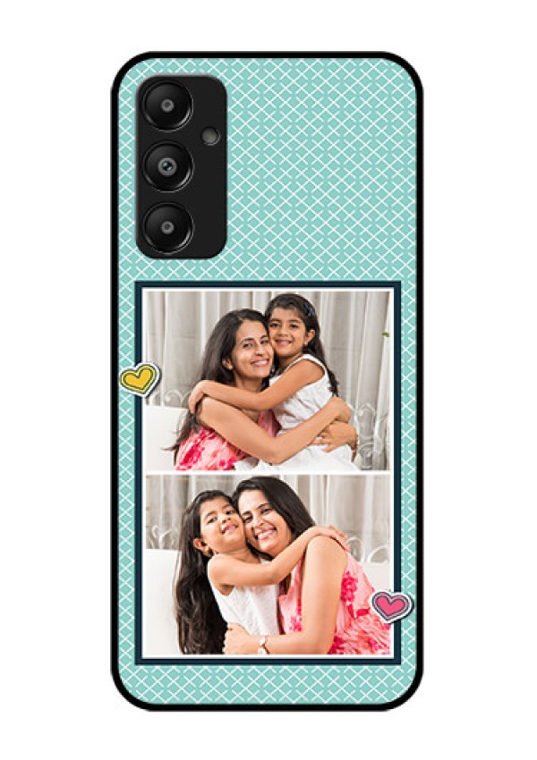 Galaxy M14 4G Custom Glass Phone Case - 2 Image Holder With Pattern Design