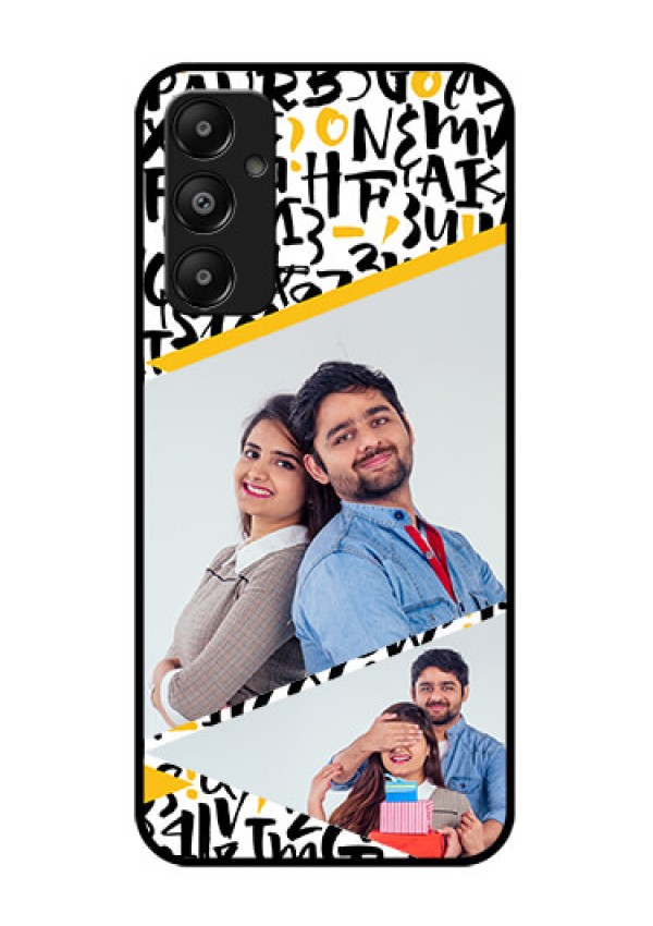 Galaxy M14 4G Custom Glass Phone Case - Letters Pattern Design