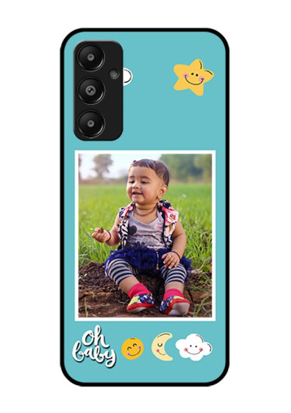 Galaxy M14 4G Custom Glass Phone Case - Smiley Kids Stars Design