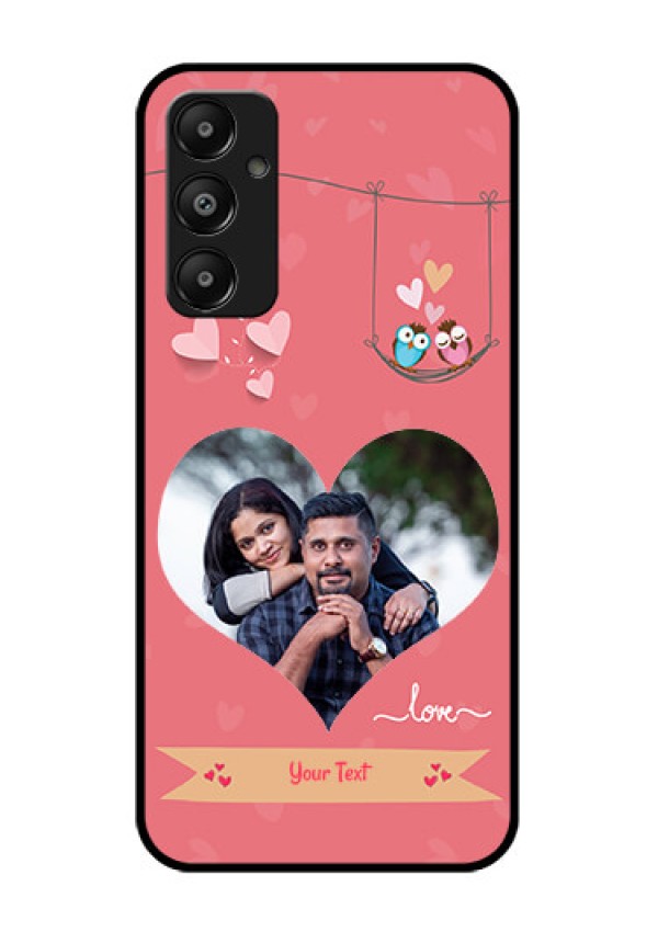 Galaxy M14 4G Custom Glass Phone Case - Peach Color Love Design