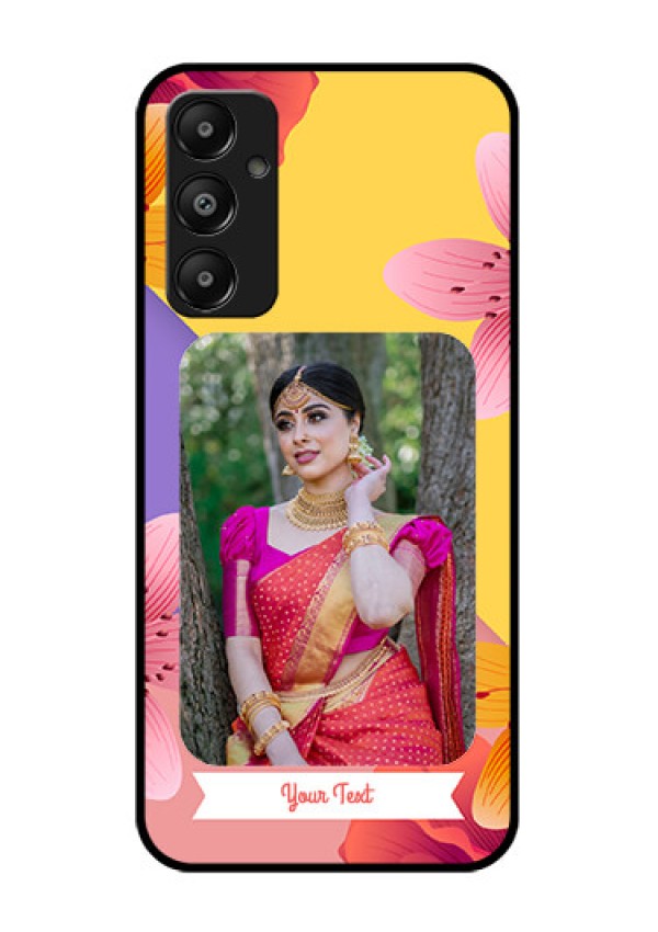 Galaxy M14 4G Custom Glass Phone Case - 3 Image With Vintage Floral Design