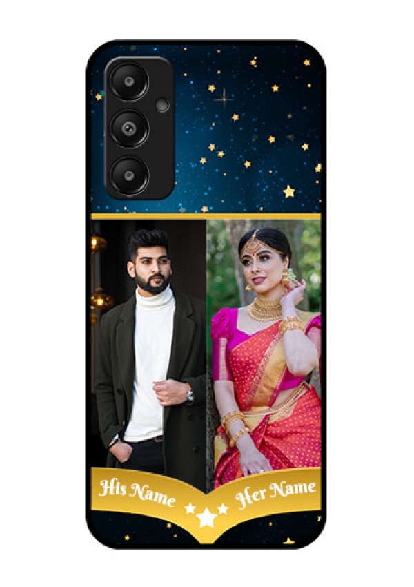 Galaxy M14 4G Custom Glass Phone Case - Galaxy Stars Backdrop Design