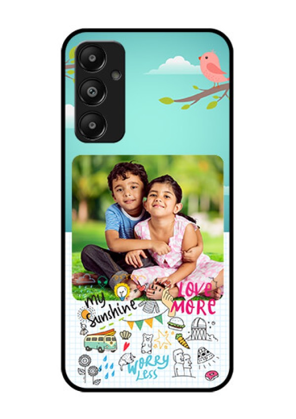 Galaxy M14 4G Custom Glass Phone Case - Doodle Love Design