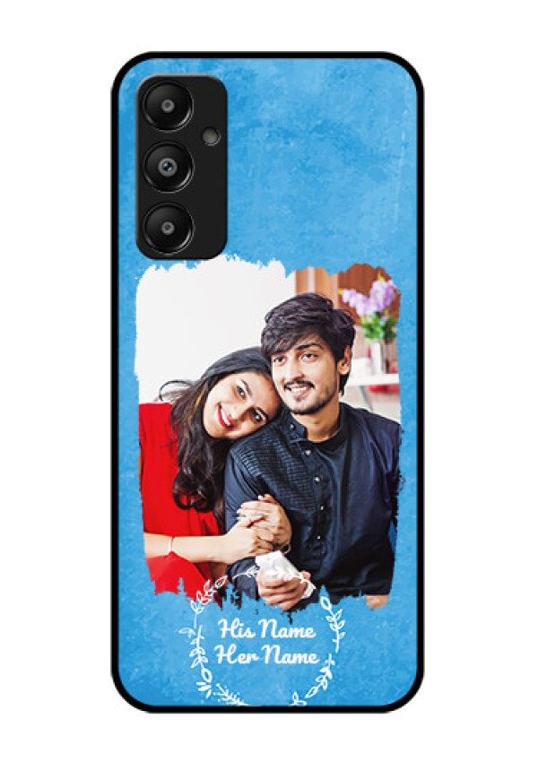 Galaxy M14 4G Custom Glass Phone Case - Blue Color Vintage Design