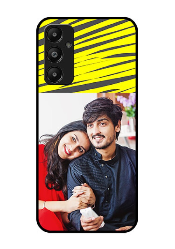 Galaxy M14 4G Custom Glass Phone Case - Yellow Abstract Design