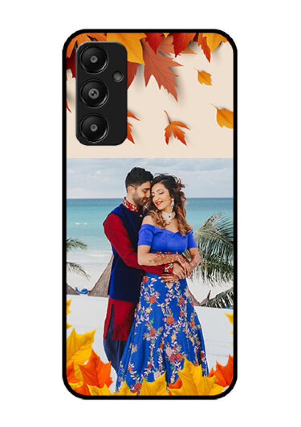 Galaxy M14 4G Custom Glass Phone Case - Autumn Maple Leaves Design